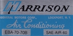 1970 Air Conditioning Evaporator Box, Harrison Decal
