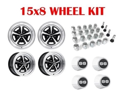 LEGENDARY MAGNUM 500 ALLOY SS WHEEL 15X8, SUPER SPORT WHEEL, CENTER CAP, LUG NUTS, AND VALVE STEM KIT, GM BOLT PATTERN