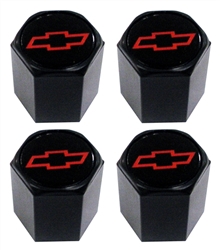 Air Valve Stem Caps with Red Bowtie, Set of 4