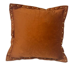 Caramel Suede Pillow with Stud Accents