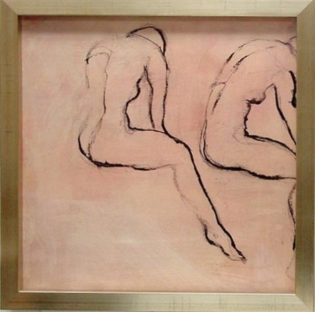 A Sketched Beautiful Figurative Contemporary Silver canvas.