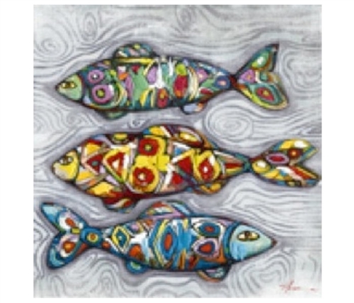 Three Fishes 27.5" x 27.5" artwork available at MH2G