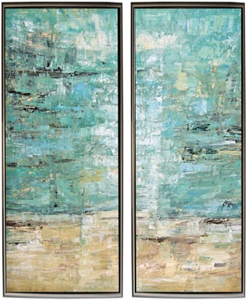 Vista Dreams Set of Two  Modern Art  with Silver Floating Frame available