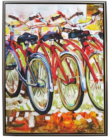 Pedal Power Modern Art  with Silver Floating Frame available
