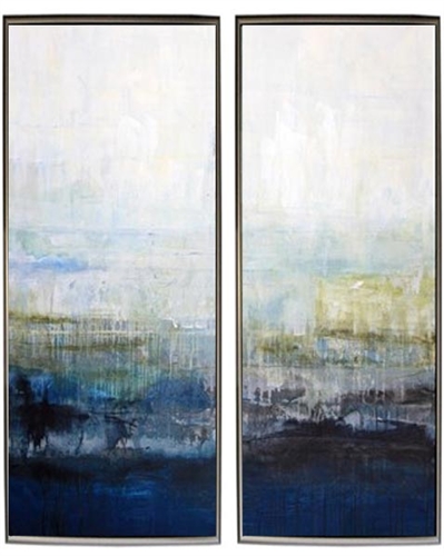 Rain Duo Modern Art Set of Two Modern Art  with Silver Floating Frame available