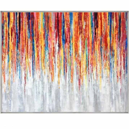 Color Burst Modern Art with Silver Floating Frame available