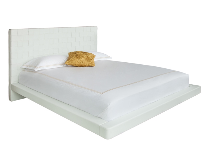 Lugo Modern King Bed in White Leatherette