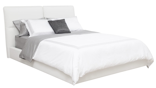 This modern bed looks like it is floating in mid-air. Available in white or grey leatherette at Modern Home 2 Go