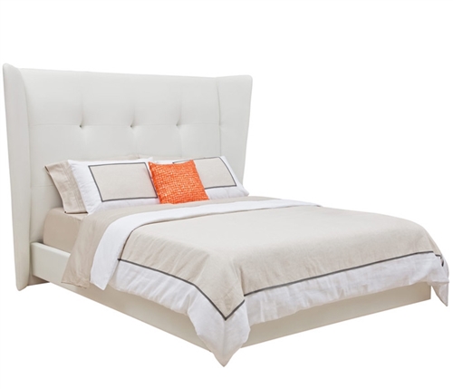 Corsica Modern King Bed in White Leatherette