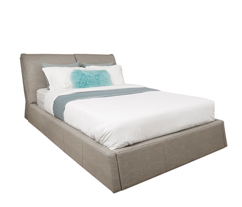Bella Modern GREY Blended Leather Italian Bed in QUEEN