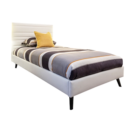 Bergamo Modern White Eco-leather Bed - TWIN