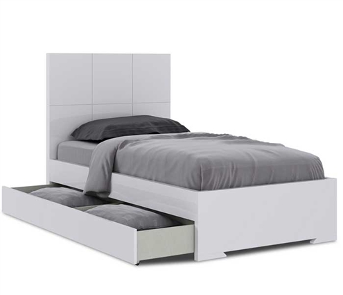 Hanna Twin Trundle White Lacquer bed - *Special Order