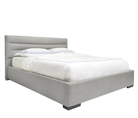 Stretti Grey Eco Leather Modern Queen Bed with sleek design and luxurious upholstery.