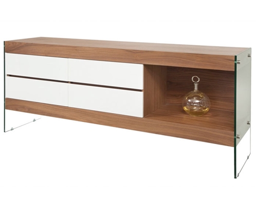 Lucca Modern Buffet in Walnut and White