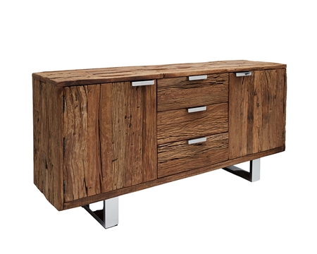 New Amalfi Modern Reclaimed Teak Wood Buffet  and stainless steel handles