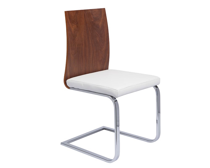 Forano Dining Chair in Walnut and White Leatherette