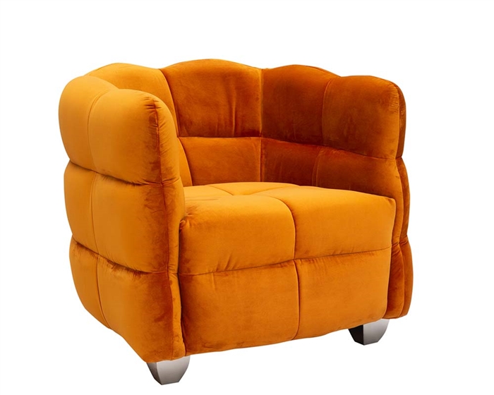 Ivoire Modern Lounge Chair Velvet Light Orange