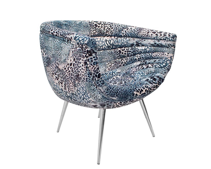 Nouveau Panthera Blue Fabric Modern Lounge Chair