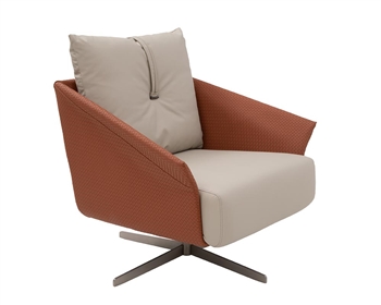 Cellere Modern Swivel Chair Salmon & Beige Fabric