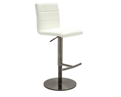 Carpena Modern White Barstool with Brushed Stainless Steel Base and Eco-Leather Seat