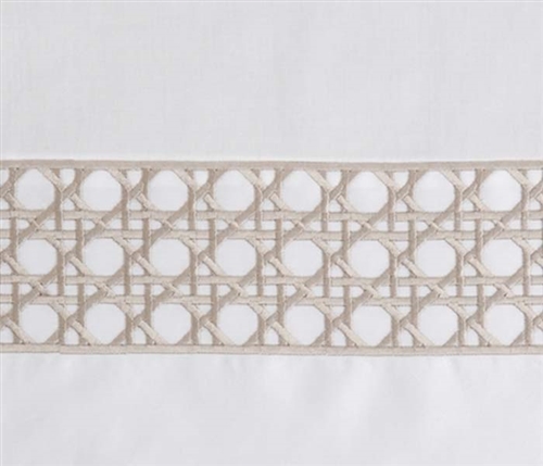 Lattice Duvet - Queen White with Taupe Trim