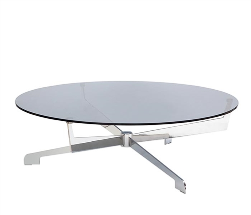 Castel Modern Coffee Table in Stainless Steel with Glass Top