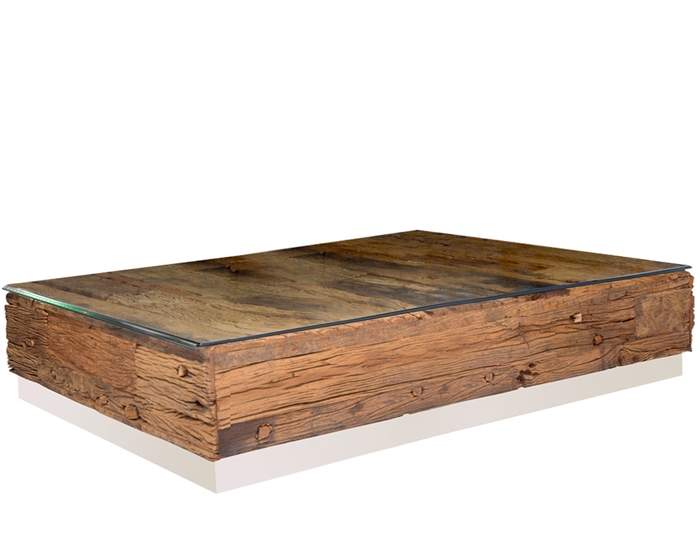 Amalfi Reclaimed Teak Wood Rectangular Coffee Table with an optional Beveled Tempered Glass Top.