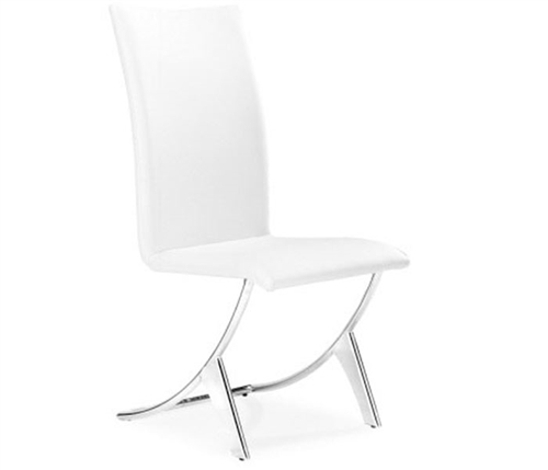 Valencia Modern Dining Chair in White without Arms