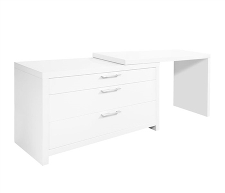Vercelli Modern Desk with L-shape in White Lacquer