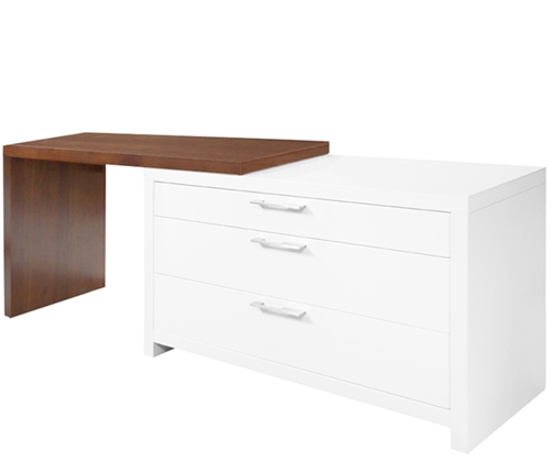 Vercelli Modern Desk with L-shape in Walnut