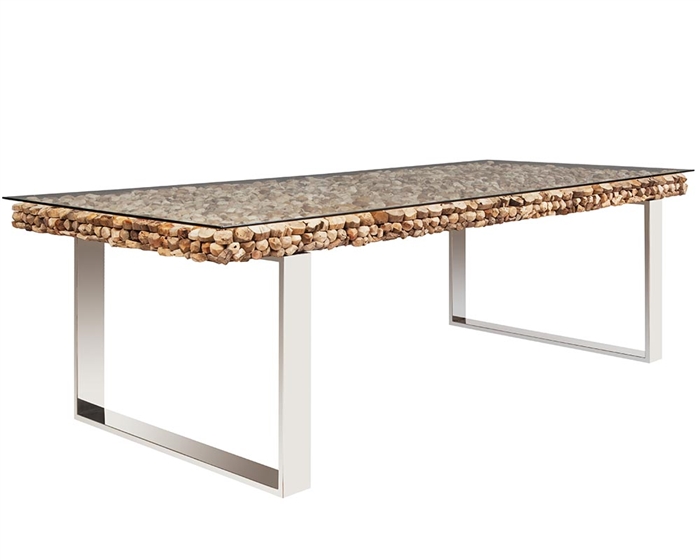 Osimo Driftwood with Glass Dining Table