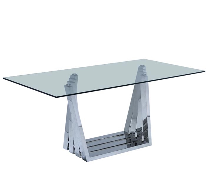 Sorrento Modern Dining Table in Stainless Steel