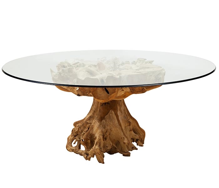 Teak Root Modern Lacquered Table Round