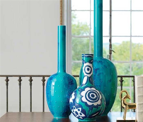 Modern Painted Gourd Vase Blue Small