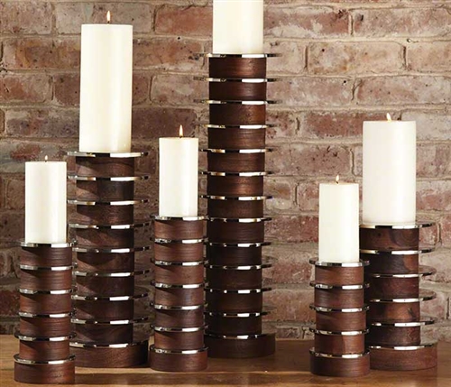 Short Stacked Plate Modern Candle Holders