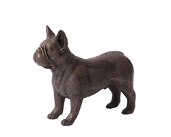 Whimsical bronze French Bulldog sculpture with a lively presence, perfect for adding character to modern interiors.