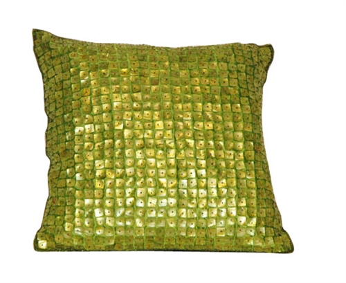 Mother of Pearl Decorative Modern Pillow - 16" x 16" GREEN