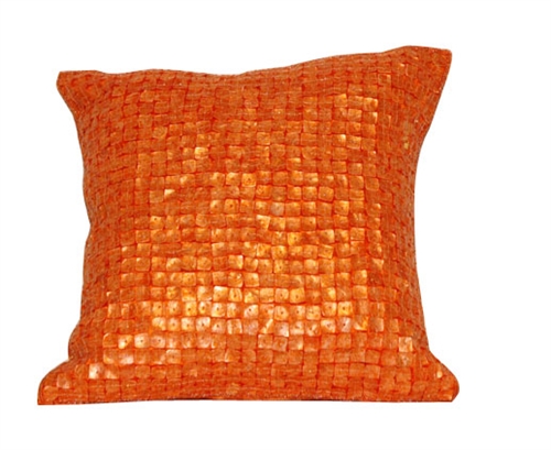Mother of Pearl Decorative Modern Pillow - 16" x 16" ORANGE - Sold out