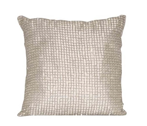 Beaded Decorative Modern Pillows - 16" x 16" SILVER - Sold Out