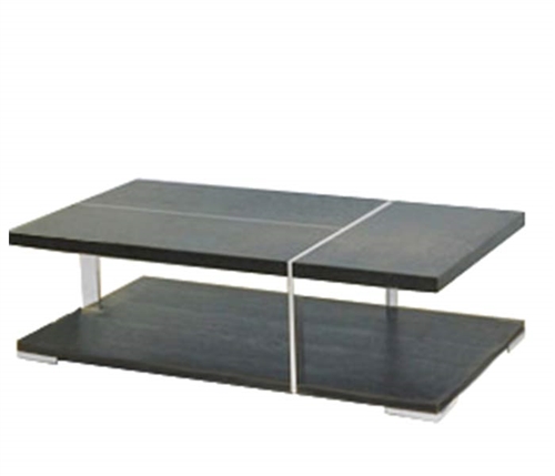 Fabulous 2 leveled coffee table in wengue finish with upper and lower trays