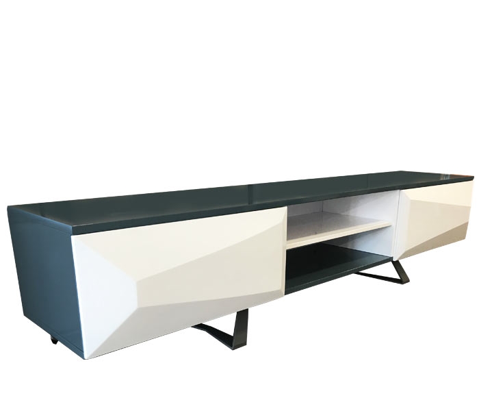 Agira Modern TV Unit in Blue and White lacquer