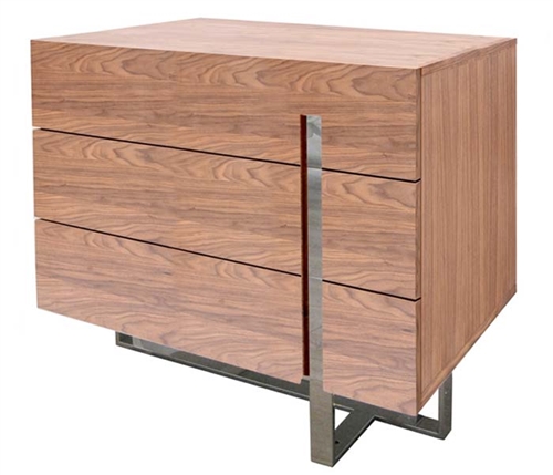 Lugo Modern Side Table in Walnut Three Drawers