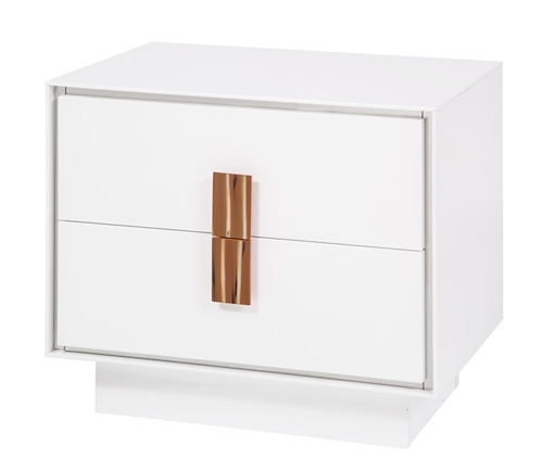 Modern white lacquer Side Table with yellow horn handle.