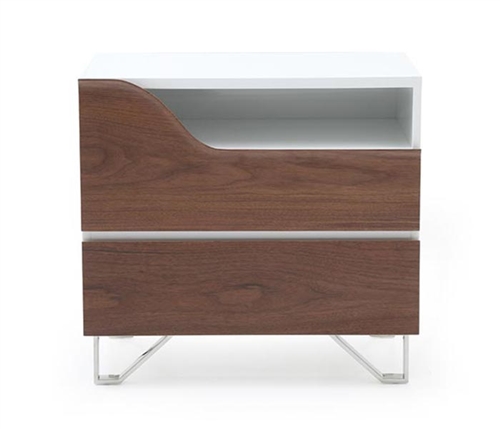 Bari Modern Side Table in Walnut and White