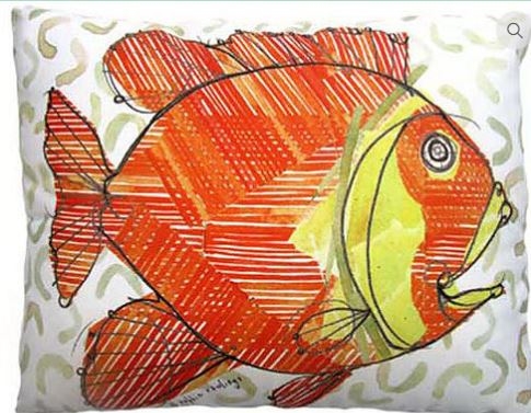 Sun Fish Modern Pillow 18" x 18"