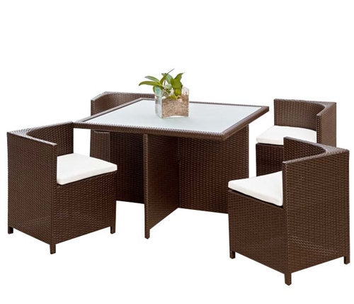 Menfi Modern Outdoor Dining Set in Espresso (with off-white cushions) - SOLD OUT