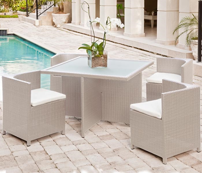 modern outdoor dining table seats 4 comfortable and takes very little space