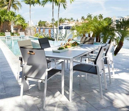 Samosi Modern White Aluminum Outdoor Dining Collection