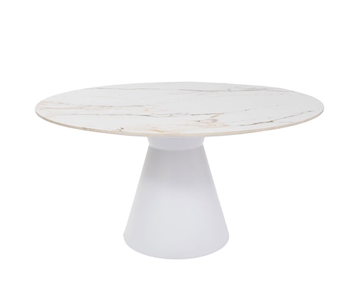 Carsoli Modern Outdoor Dining Table Sintered Stone Top Matte White