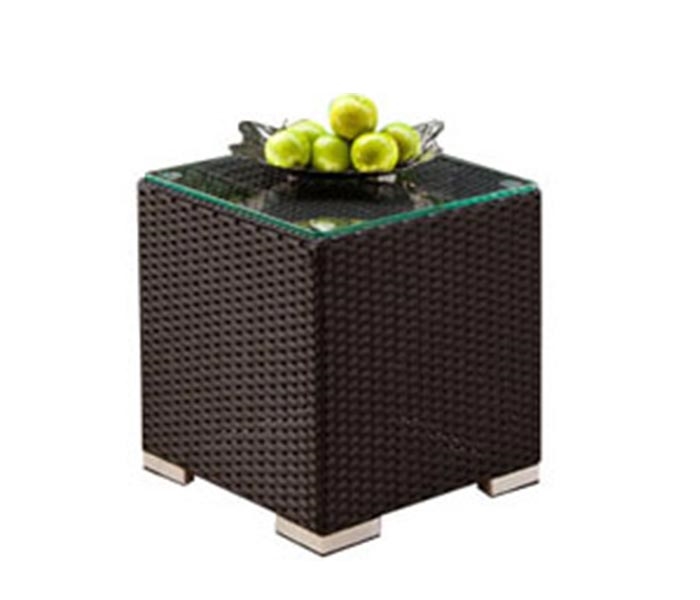 Novara Modern Outdoor Side Table In Espresso - Frosted Glass Top- FINAL SALE